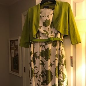 Jessica Howard Size 10P Green and White Dress NWT